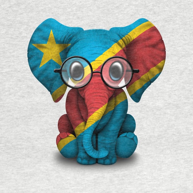 Baby Elephant with Glasses and Congo Flag by jeffbartels
